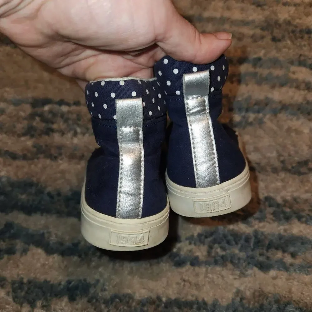 OLD NAVY Girls Faux Suede High Tops Sneakers Boots Metallic Lace up Blue || sz 4